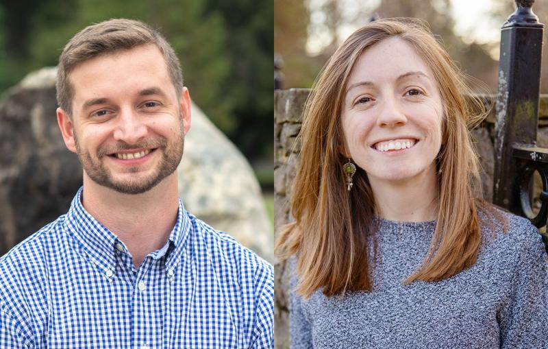 Side-by-side portraits of Brian Lenardo and Chelsea Bartram